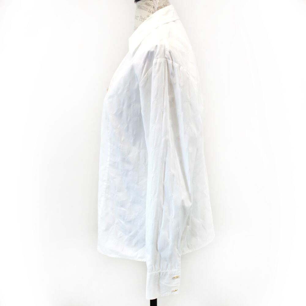 Talbots white embossed cotton button up long sleeve blouse shirt top slits 14 - Picture 6 of 9